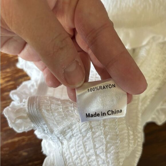 Princess Polly white smocked crop top with ruffle detail size 6 - Picture 3 of 11